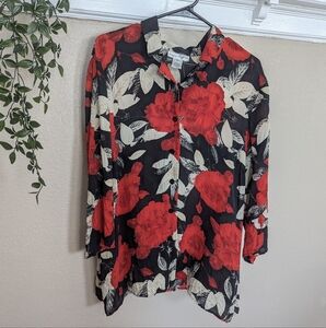 Vintage 100%Silk Button Up Long Sleeve Shirt